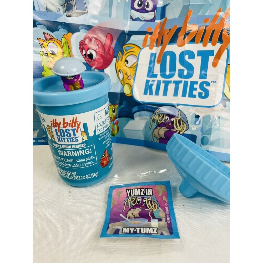 Itty Bitty Lost Kitties Hasbro Series 2 Meatball With Blue Container